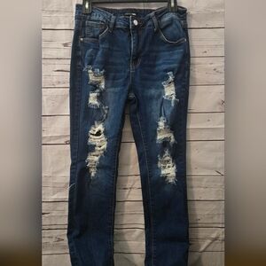 Fashion Nova Blue Skinny Distressed Jeans